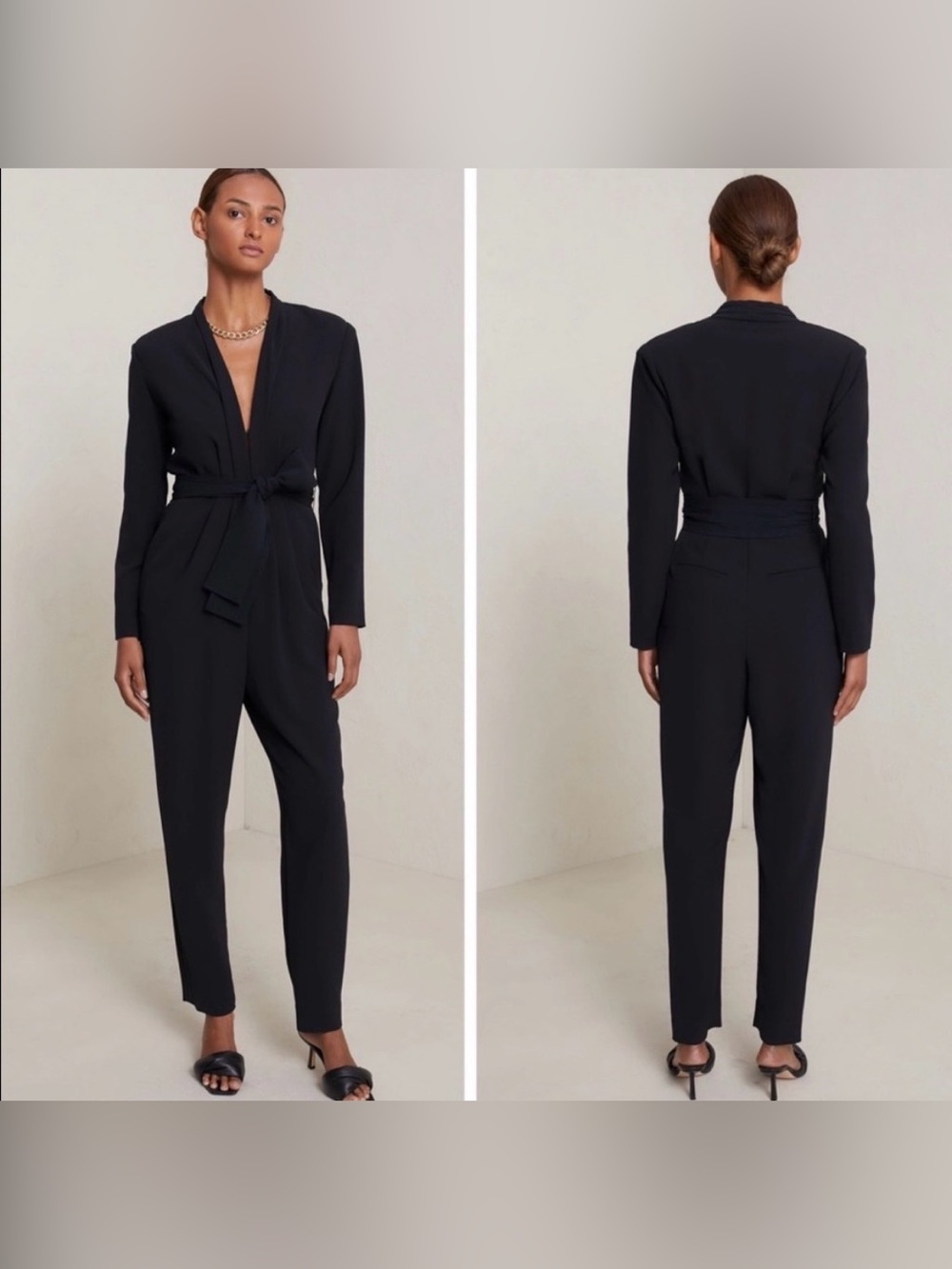 ALC Black Kieran Jumpsuit Missing Belt 2 Classic Office Chic Minimalist Work